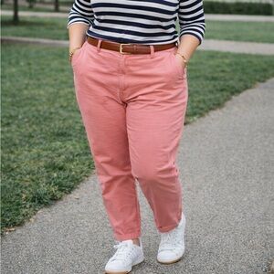Old Navy High Rise OG Chino Ankle Pants Women’s XXL Coral Pink Stretch